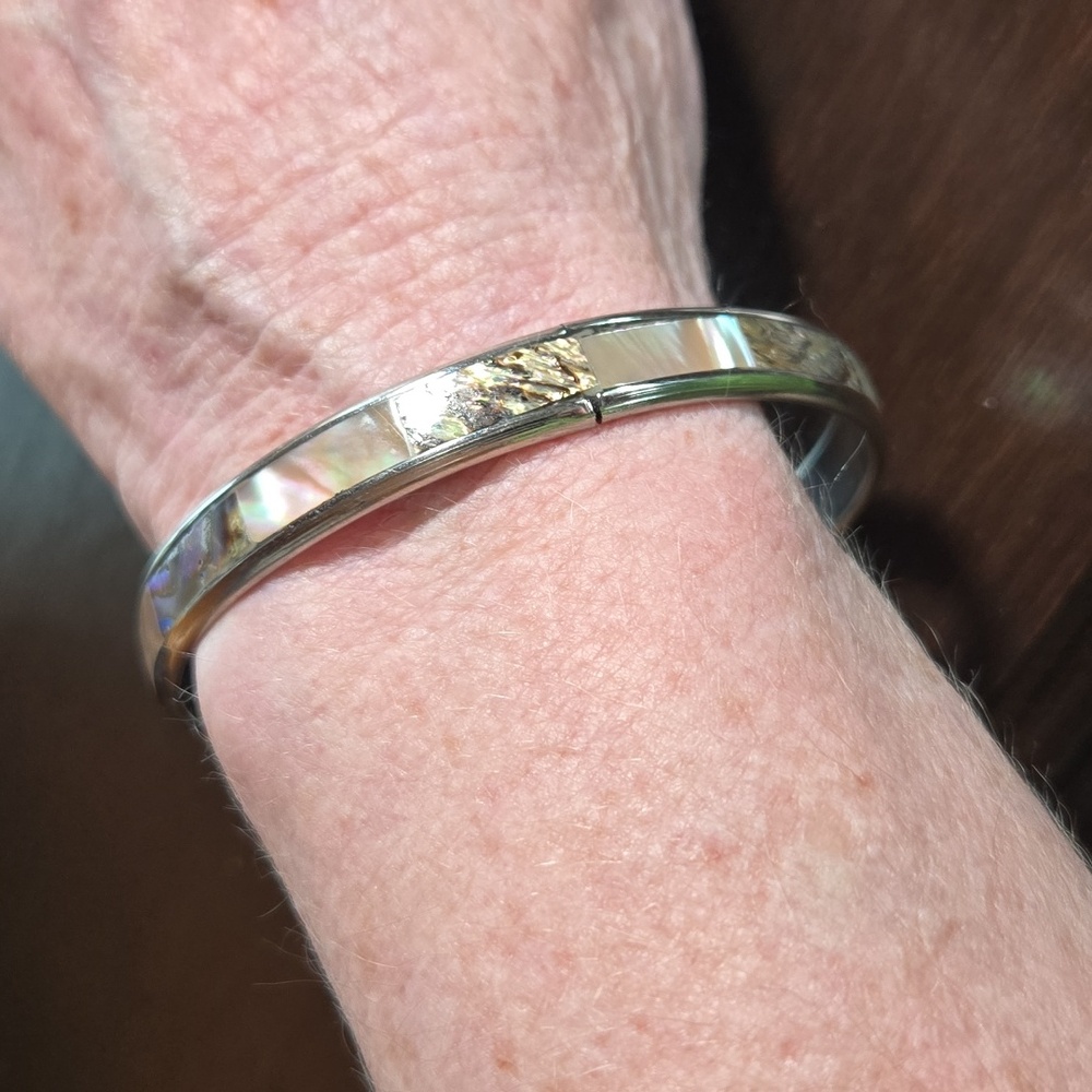 Abalone & Mother Of Pearl Bangle Bracelet - Picture 5 of 5
